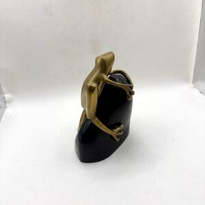 Bombay Brass Frog Figurine Gold Tone Statue Decor Collectible Paperweight Book